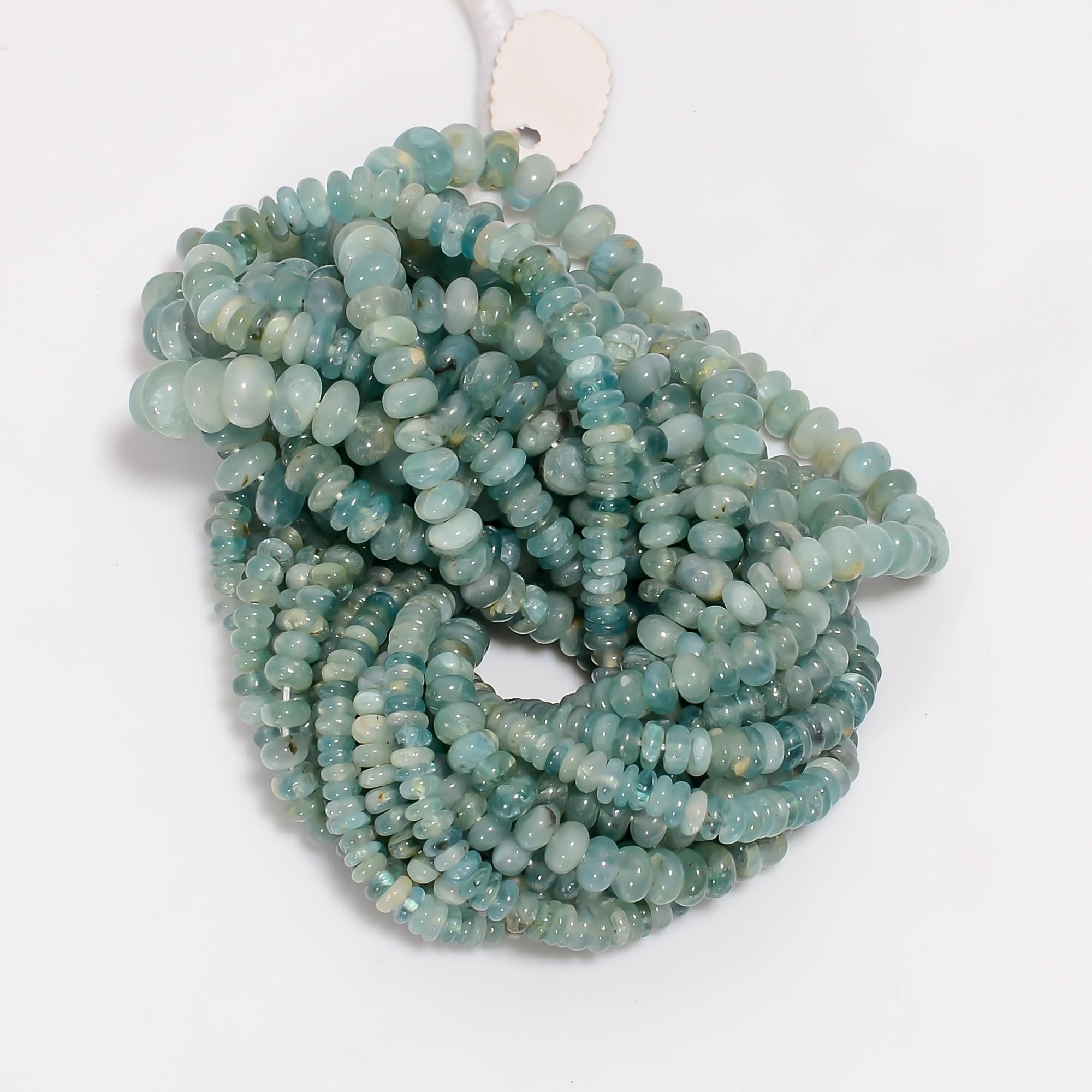 grandidierite natural gemstone rondelle shape smooth 7 lines strand 16 beads 3x3 8x8 mm 700 ct yn 535